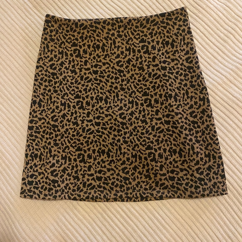 Reformation brown and black leopard print mini skirt
